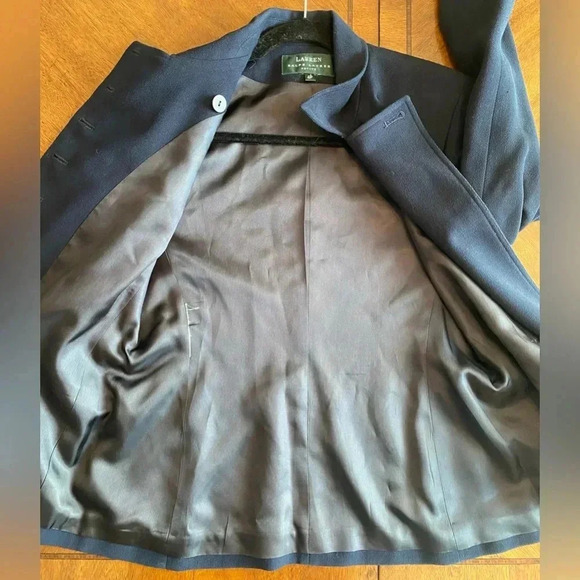 Ralph Lauren Military Blazer Career Utility Jacket Navy Wool Blend Women's EUC - Picture 8 of 11